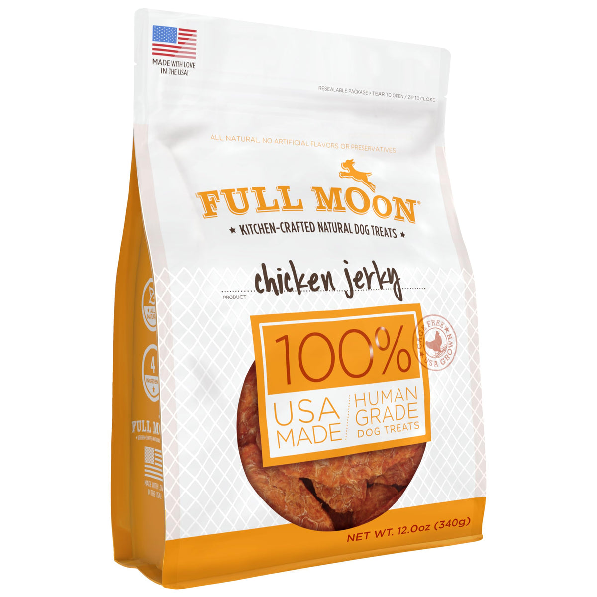 Full Moon® Chicken Jerky Dog Treats 12 oz | Human Grade, No corn, No wheat, No soy, Glycerin Free, Made in the USA