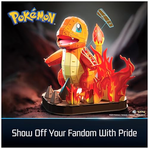 4D Build Pokémon Charmander 3D Puzzle Model Kit, Desk Décor, Shelf Display | 241 Premium EPS Foam Pieces, No Glue Or Tools Required, Build & Display Collectible Hobby Kit Gift For Fans Ages 12+