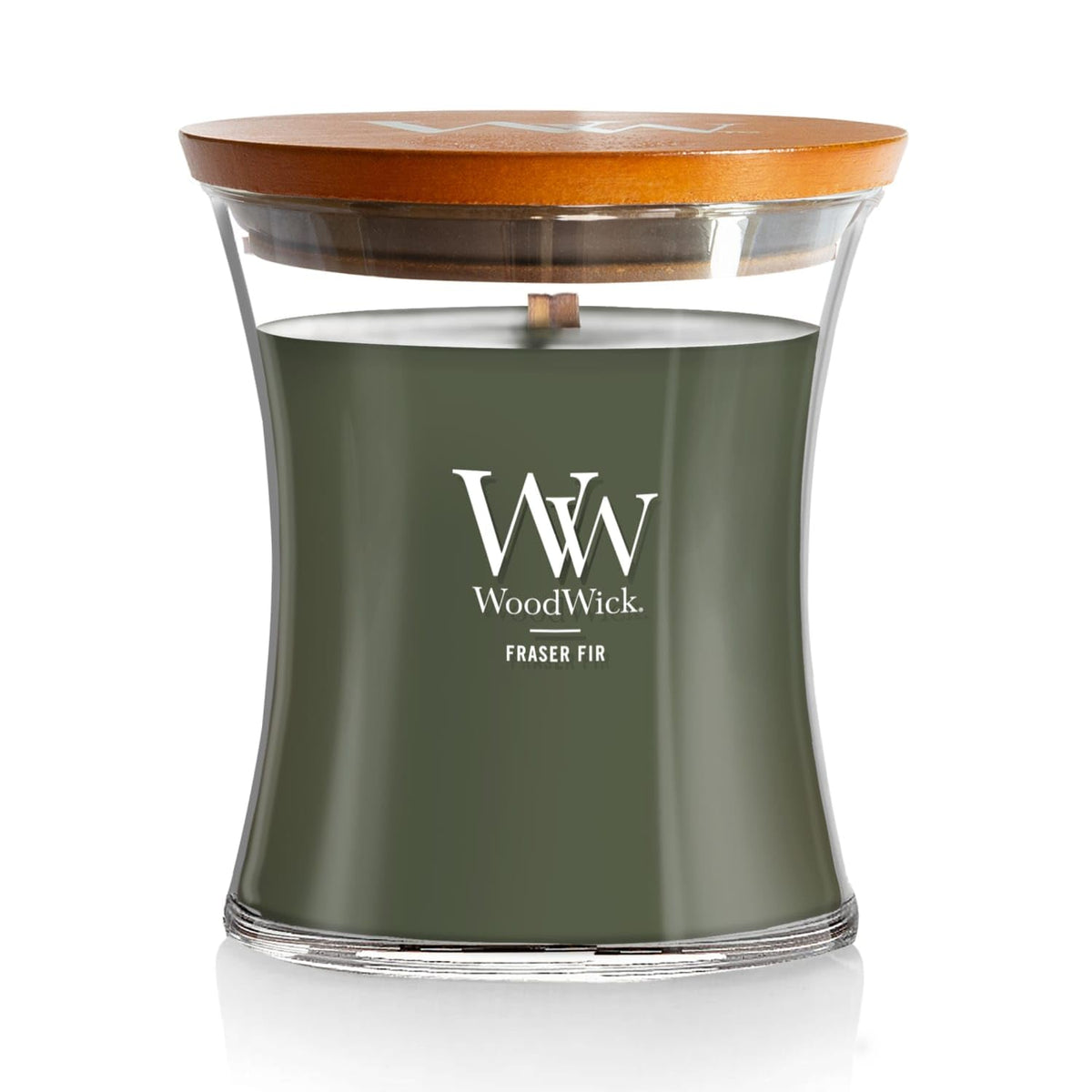 WoodWick Fraser Fir Scented Candle, Crackling Wick, 9.7oz | Up to 60 Hour Burn Time, Premium Soy Wax, Home Décor & Gift Choice, Crackles as it Burns, Medium Hourglass Candle