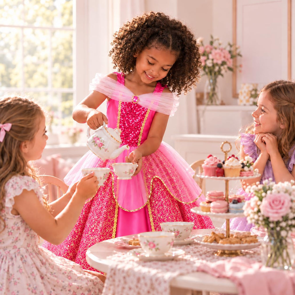 Meland Light Up Princess Dress for Girls Ages 3-10, Halloween Costume Party | Pink Light up Princess Dress for Girls with Princess Toys, Halloween Christmas Birthday Gift for Girls 3 4 5 6 7 8 9 10