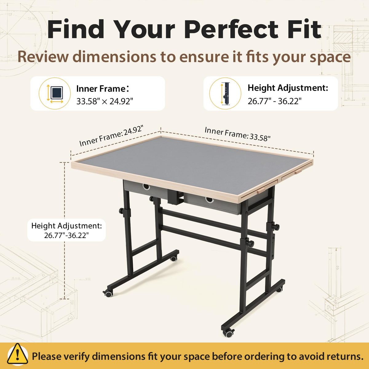 BuilderButler Puzzle Table 1500 Pieces with Wheels, Drawers & Cover, 33.58"x24.92" Adjustable Height & 45° Tilting Jigsaw Board for Adults, Also Ideal as Fuse Beads Table
