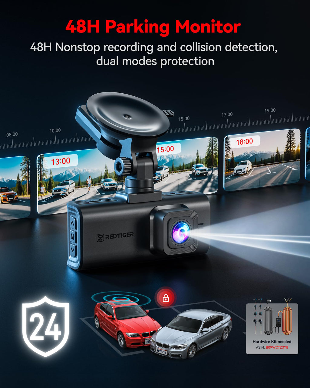 REDTIGER 4K STARVIS 2 Dashcam Front Rear, 5GHz WiFi 20MB/s, Free 128GB Card | Voice Control, Touch Screen, GPS, Loop Recording, Parking Mode, Audio Recording, WDR Night Vision, Supercapacitor(F7N Touch)