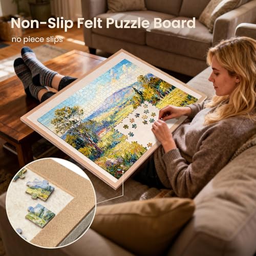 Piecevana Jigsaw Puzzle Board for 1000 Pieces | Foldable Puzzle Board, 29.84" x 21.96" Felt Display Board for Adults Mom Dad