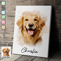 Watercolor Pet From Photo - Personalized Customized Canvas / Poster