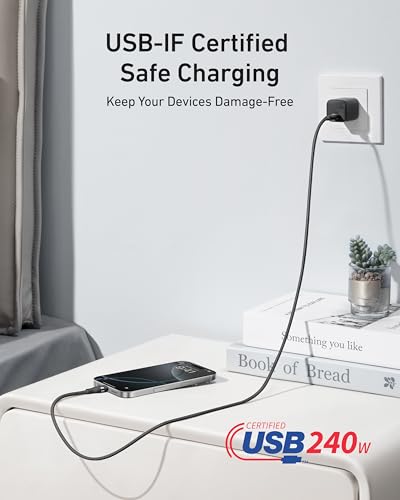 Anker Nano USB C to USB C Cable, 240W Fast Charging Cable (Black, 6ft) | Flexible Multi-Color Braided Charger for iPhone 18 / 17 Series, MacBook Pro, and More