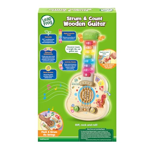 LeapFrog Strum and Count Wooden Guitar, Musical Toddler Toy