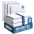 Queen Sheets Set, 4 Pieces 16" Deep Pocket Hotel Luxury Bed Sheets, White | Extra Soft Bedsheet Set for Kids, Women & Men, Comfy & Breathable Cooling Sheets, 2 Fitted Sheet, 2 Flat Sheet, 4 Pillowcase