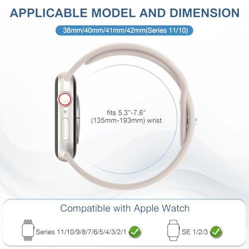 10 Pack Silicone Sport Bands Compatible with Apple Watch Band Women Men | 38mm 40mm 41mm 42mm 44mm 45mm 46mm 49mm Soft Waterproof Wrist Band for iWatch Series 12 11 10 9 8 7 6 5 4 3 2 1 SE Ultra