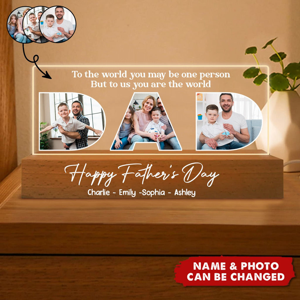 Personalized DAD Photo LED Night Light - Custom Father’s Day Gift