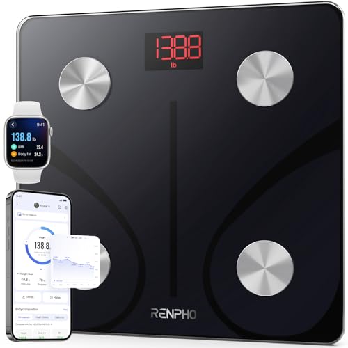 RENPHO Smart Scale for Body Weight, BMI & Body Fat, 13 Metrics, Elis 1 | Bathroom Digital Bluetooth Scale with 400lbs Capacity, Syncs with Fitness Apps, Accurate for Weight Loss, Fitness, Home Use