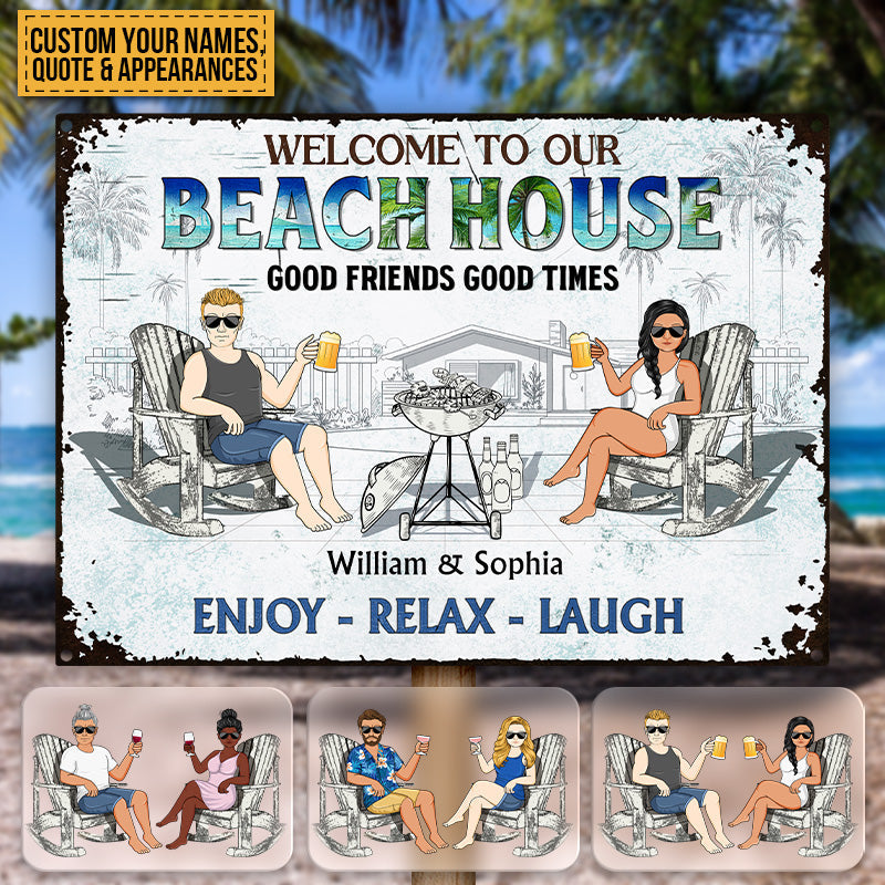 Personalized Pool Patio Metal Sign: "Neighbors Listen to Good Music!"