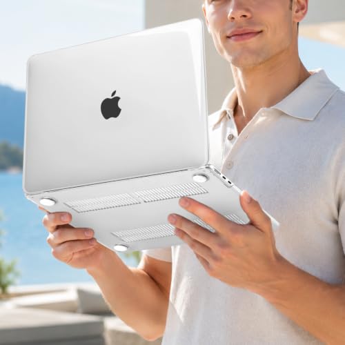 MOSISO Compatible with MacBook Air 13 inch Case M5 2026 M4 M3 M2 2025-2022 | A3449 A3240 A3113 A2681, Hard Shell&Keyboard Cover&Screen Film&Type C for MacBook Air 13.6 inch Case, Crystal Clear