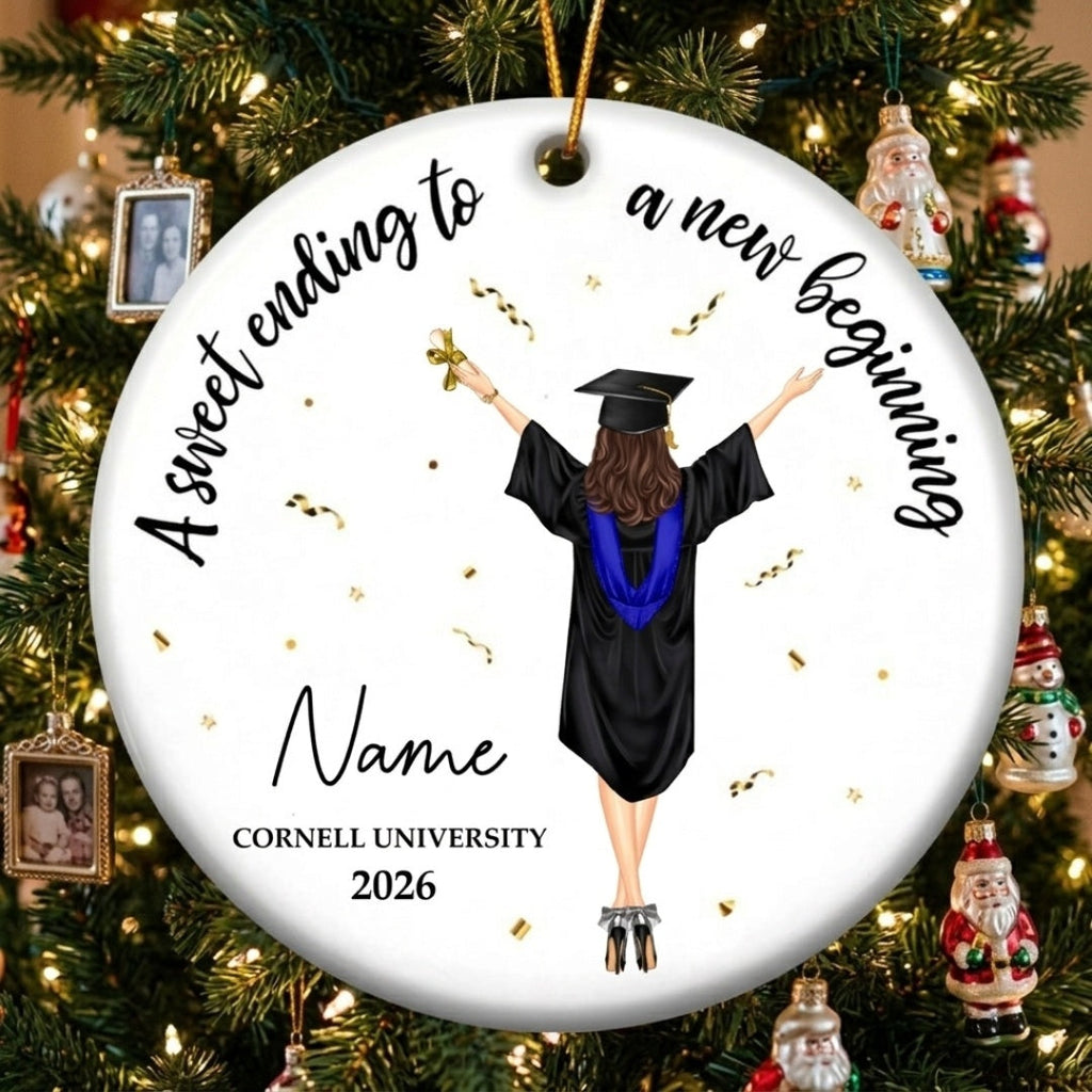 Personalized Graduation Ornament: 'Sweet Ending, New Beginning' Keepsake
