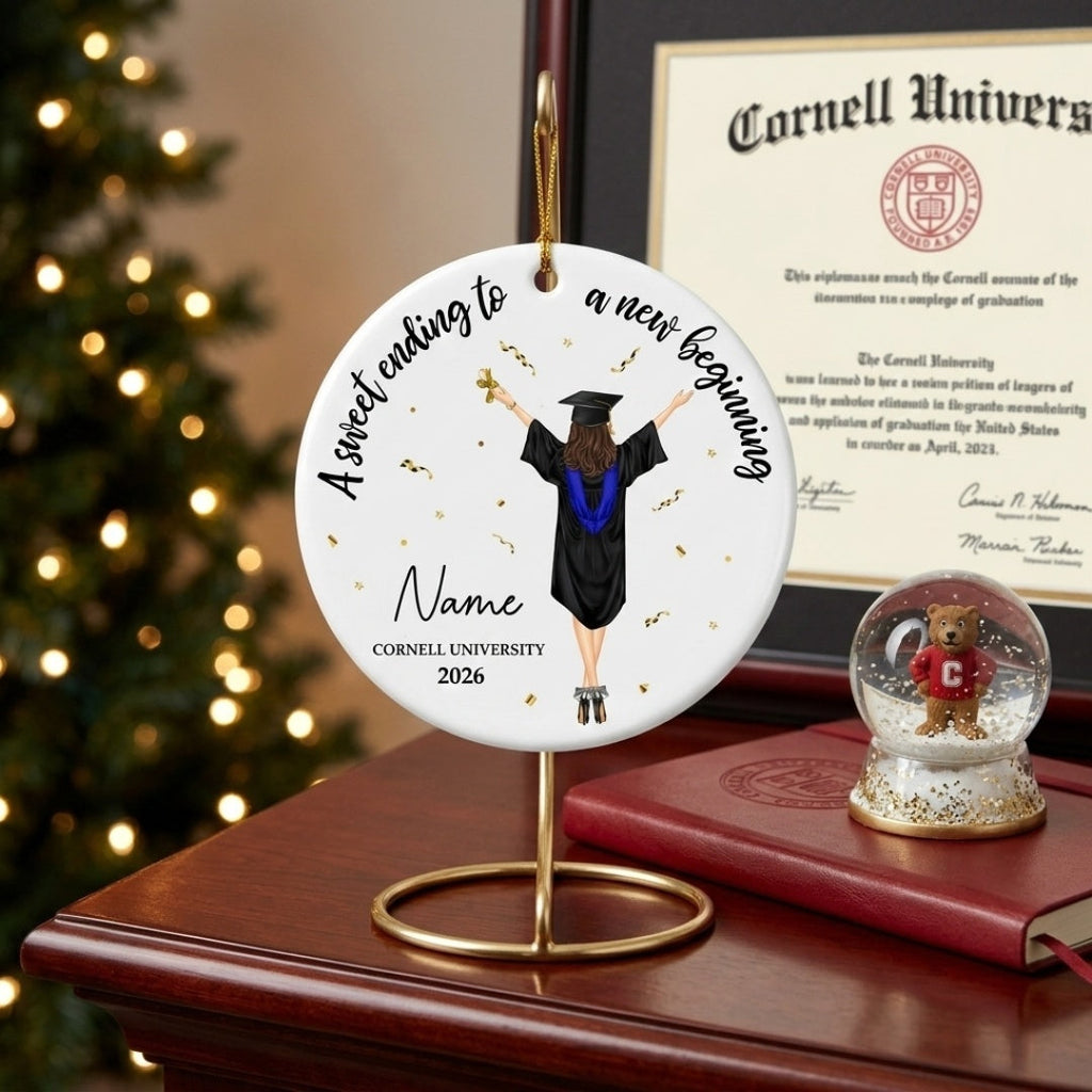 Personalized Graduation Ornament: 'Sweet Ending, New Beginning' Keepsake