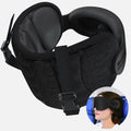 SARISUN Travel Pillows for Airplanes, Stable Head Support, Travel Essential | Airplane Pillow with 3D Eye Mask, Seat Strap Secures to Headrest, Stop Bobblehead, for Long Flight Road Trip Sleeping, Black