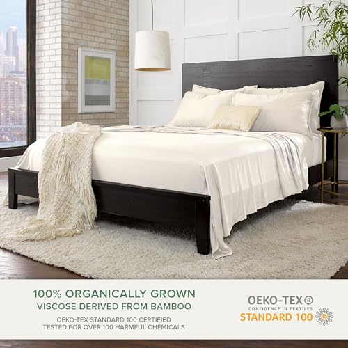 Pure Bamboo King Sheets, Genuine 100% Organic Viscose Derived from Bamboo Bed Sheet Set, Luxuriously Soft & Cooling, Double Stitching, 2 Year Quality Promise (King, Ivory)