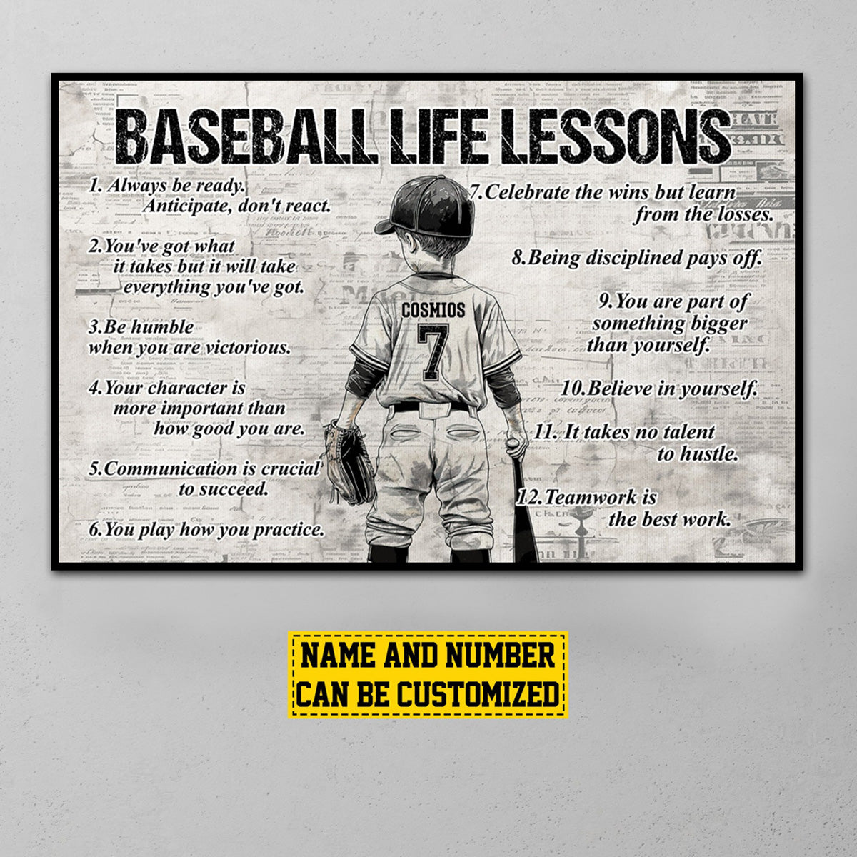 Baseball Life Lessons - Personalized Canvas / Poster for Kids