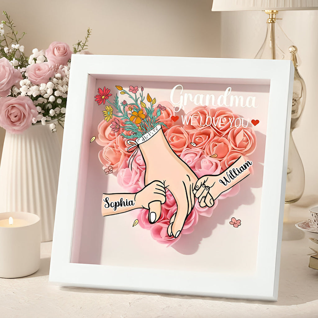 Mom We Love You-Personalized Flower Shadow Box