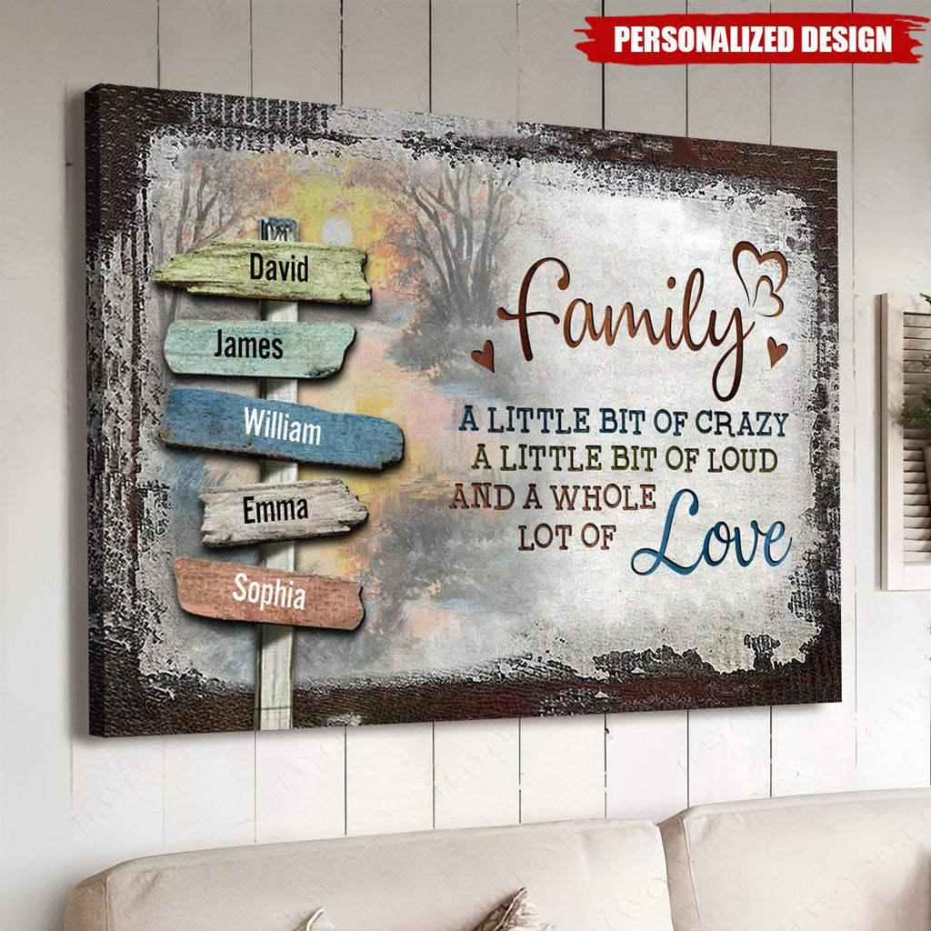 Our Crazy Loud Love - Personalized Family Vintage Sunset Poster / Canvas