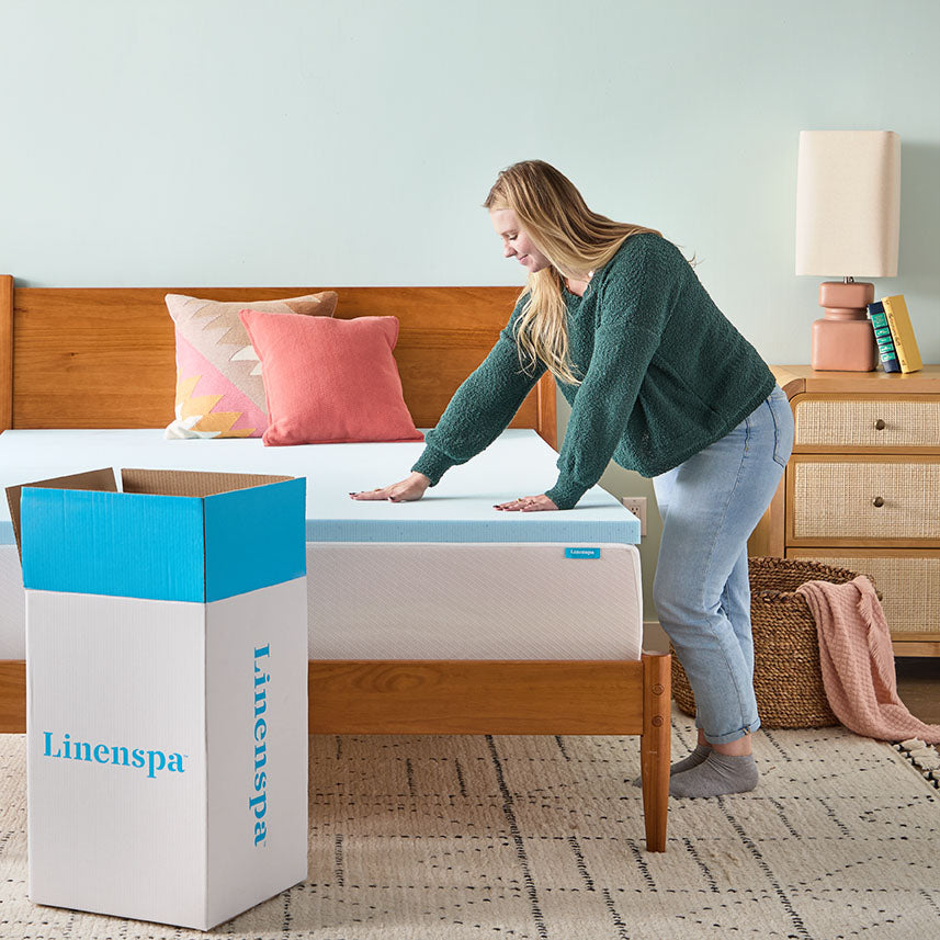 Linenspa 2 Inch Gel Memory Foam Mattress Topper, Plush, Cooling, Queen Size | CertiPUR-US certified, Cooling gel infusion, Plush pressure relief, Fits under standard fitted sheets, Expands in 24-48 hrs