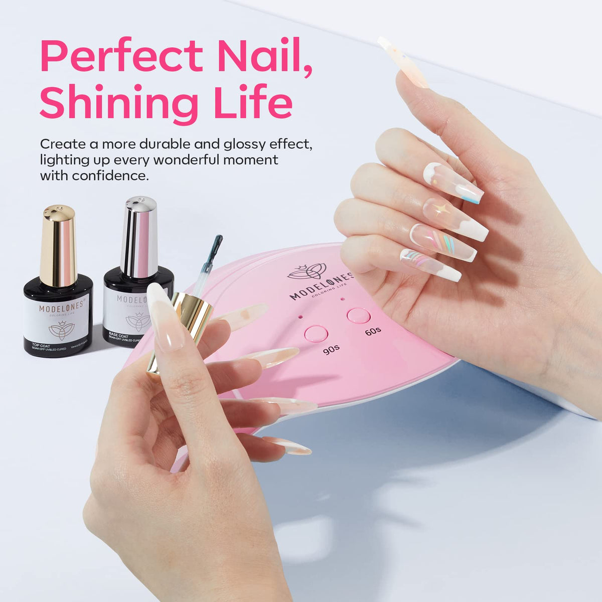 Modelones UV Nail Lamp 48 W Nail Dryer with 3 Timer Settings | UV Light for Gel Nails LED Nail Lamp Professional UPF99+ UV Protection Gloves for Art Manicure