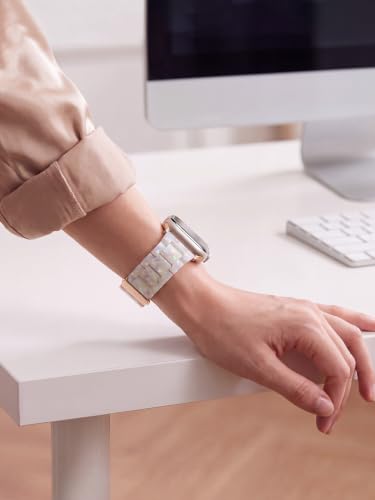 V-MORO Resin Bands Compatible with Apple Watch Band,41mm/40mm/38mm/42mm | Fashion Lightweight Strap for iWatch Series 12/11/10/9/8/7/6/5/4/3/2/1,Women Jewelry Dressy Bracelet Adjustable,Ivory White