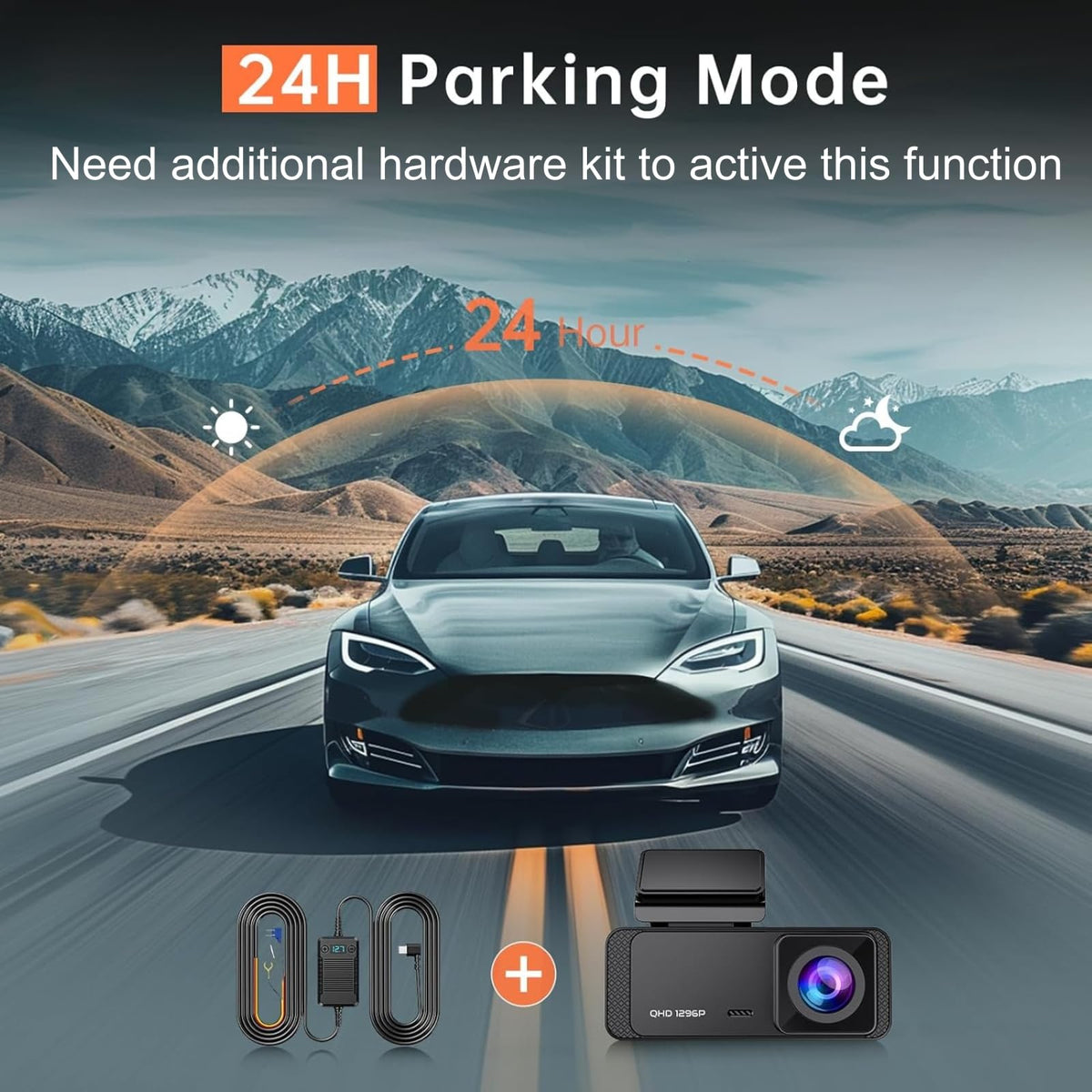 Veement 1296P Dash Cam Front, WiFi Dash Camera for Cars with App | V300 Mini Hidden Design, Night Vision, 170° Lens, Loop Recording, G-Sensor, 256GB Max, Card Not Included, Hardwire Required