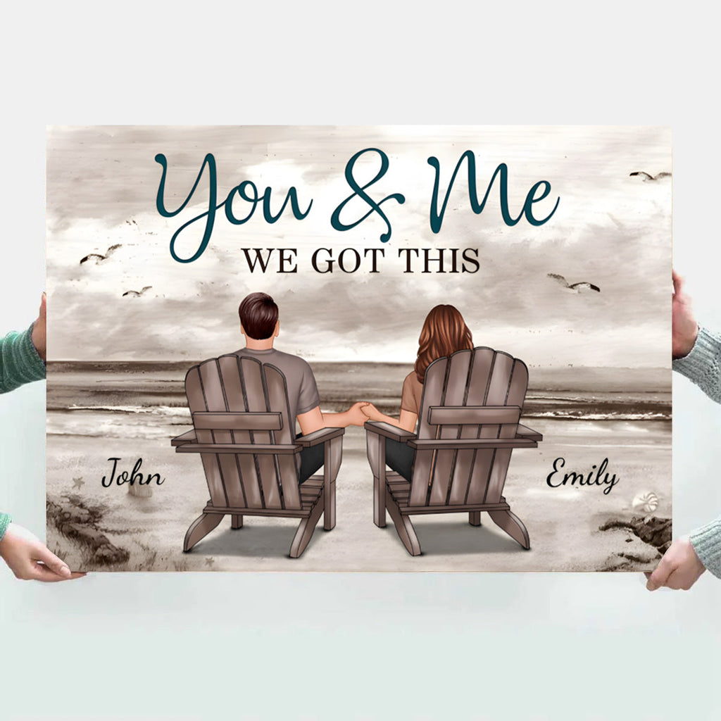Custom Couple Beach Canvas: 'You & Me, We Got This' Personalized Art