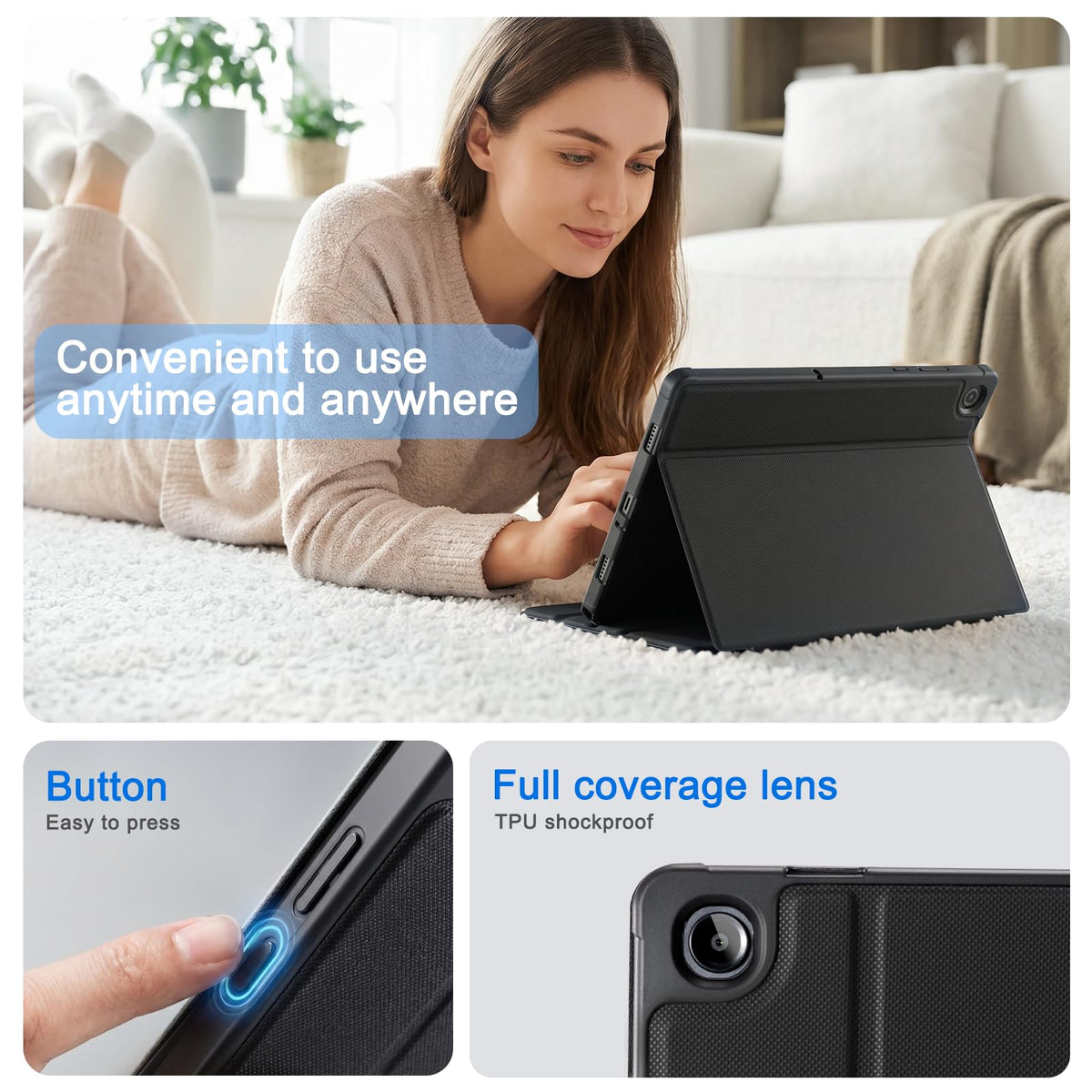 CoBak Case for Samsung Galaxy Tab A11+ Plus 11" 2025,Black | Multi-Viewing Angles, All New PU Leather Folio Stand Cover with Auto Sleep Wake Feature for Samsung Galaxy Tab A11+ Tablet