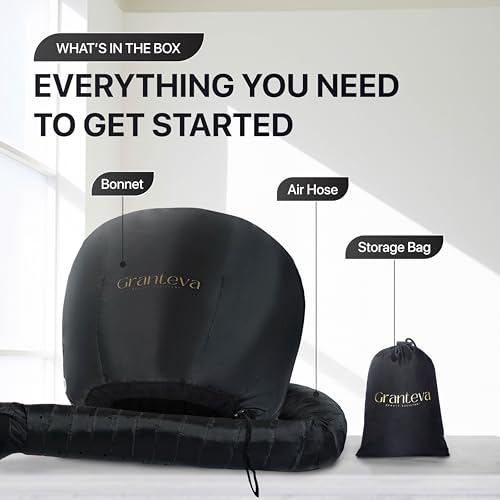 Hooded Hair Dryer Attachment w/A Headband Integrated That Reduces Heat Around Ears & Neck - Hair Dryer Hooded Diffuser Cap for Curly, Speeds Up Drying Time, Deep Conditioning At Home - Portable, Large