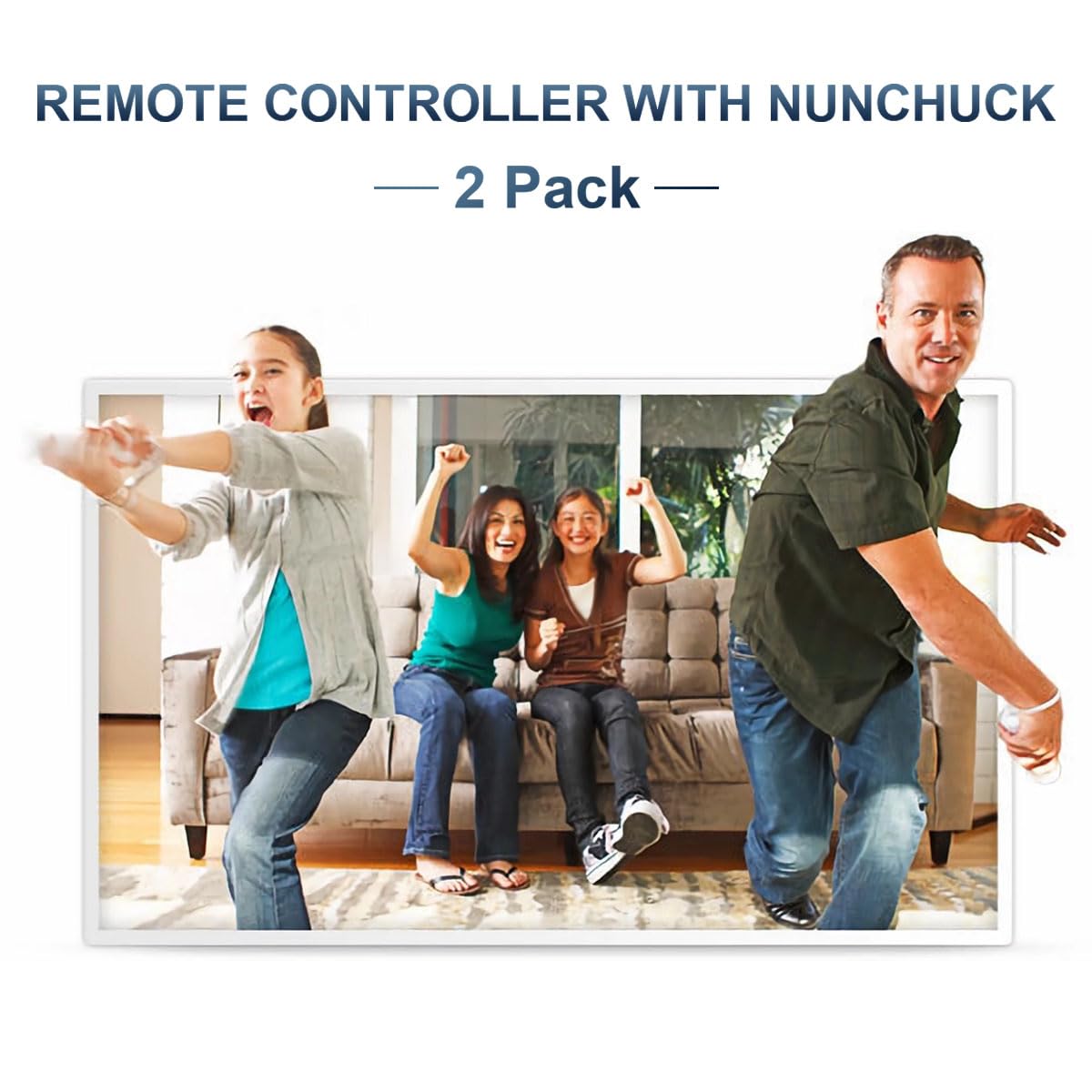 FASIGO Remote Controller with Nunchuck, Compatible with Nintendo Wii/Wii U | 2 Pack, White