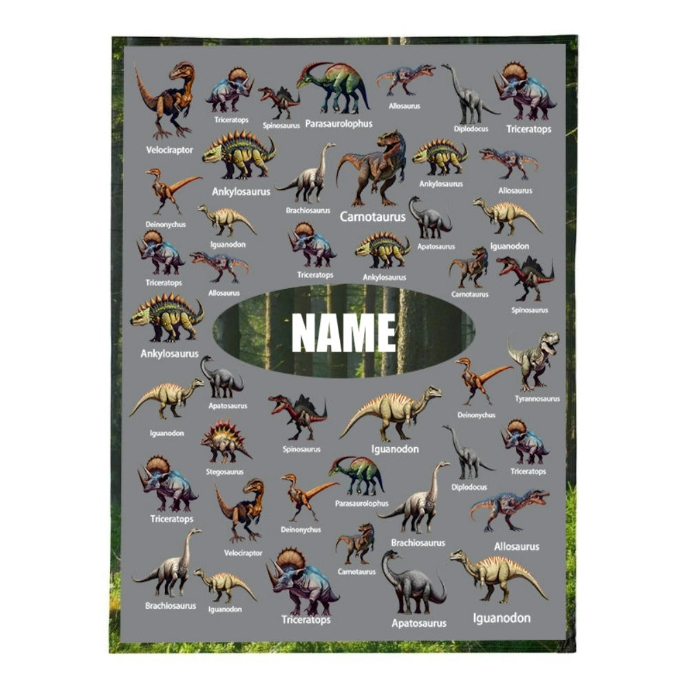 Personalized Dinosaur Adventure Blanket - Customize Your Name