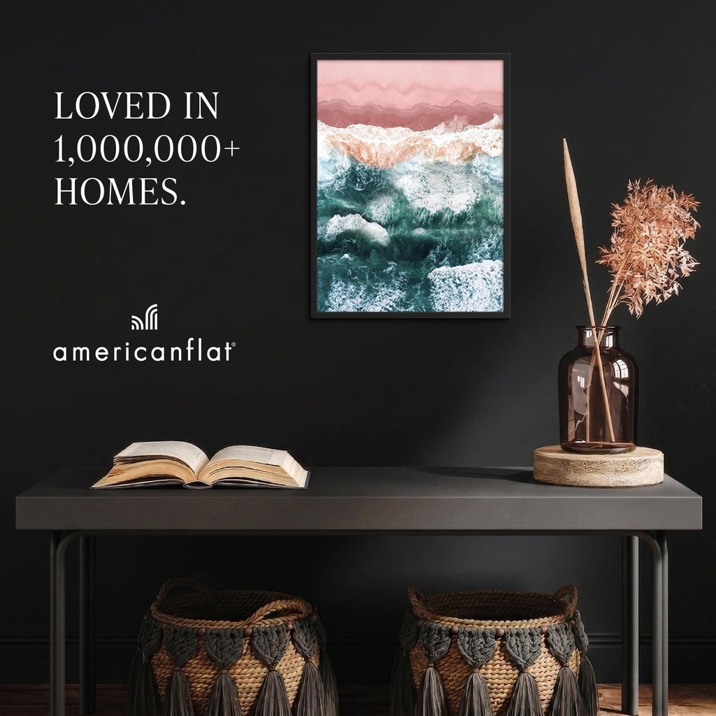 Americanflat 18x24 Poster Frame - Slim Molding - Black | Polished plexiglass front, hangs vertical or horizontal, sawtooth hangers included, secure turn-tab backing