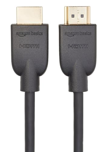 Amazon Basics HDMI Cable, 3ft, 4K@60Hz, High-Speed HDMI 2.0 Cord, 18Gbps, 2160p, 48 bit, Compatible with TV/PS5/Xbox/Roku, Black
