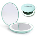 WOBSION 10X Magnification Compact Mirror with Light | 3.5-Inch 2-Sided Portable Travel Makeup Mirror for Purse and Handbag, Lighted Pocket Mirror, Cyan