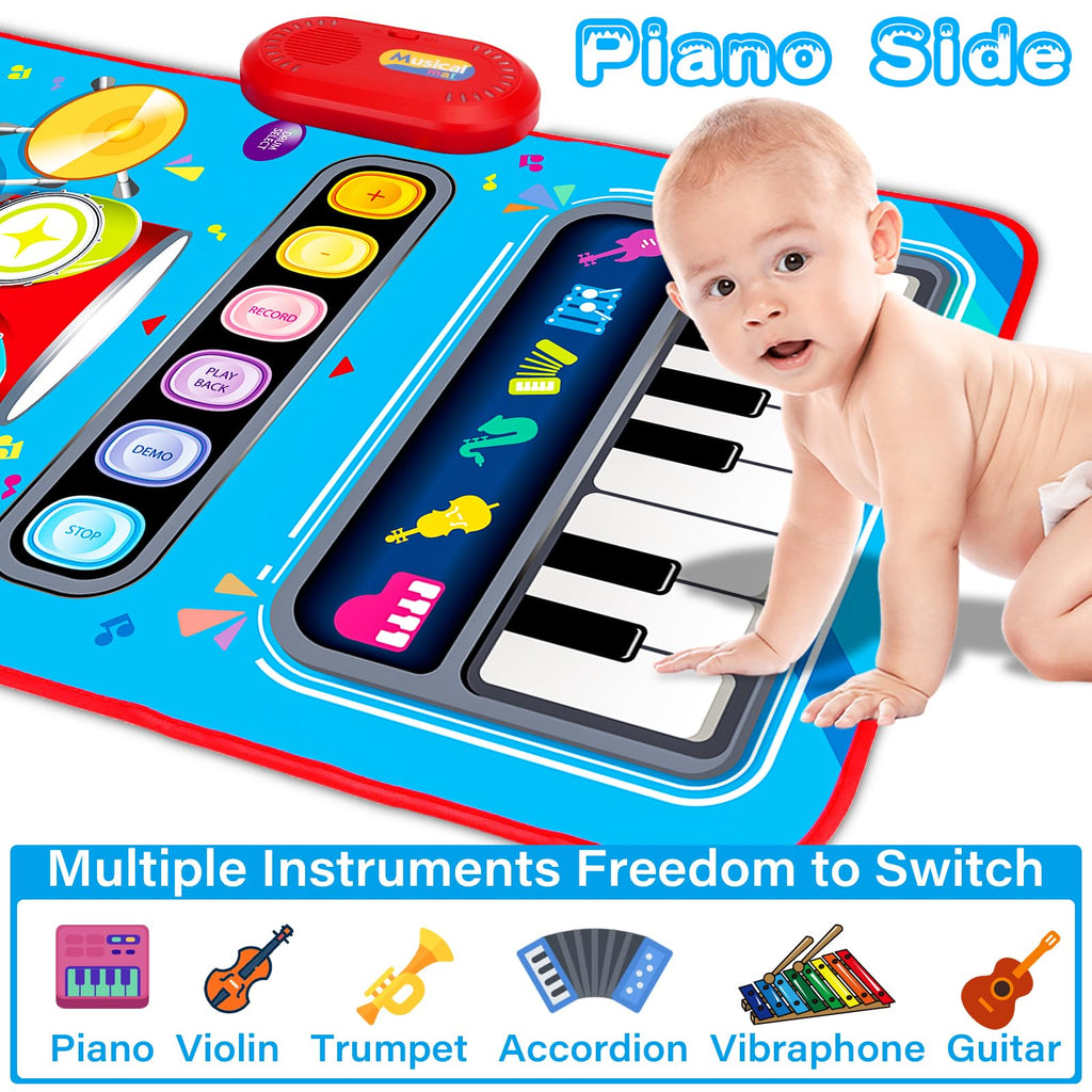 Baby Toys for 1 Year Old: 2 in 1 Baby Musical Mat Toddler Toys Age 1-2 | Piano Drum Babies Play Mat - Infant Music Toy 12-18 Months Babies Birthday Valentines Gifts for 1 2 3 Year Old Boys Girls