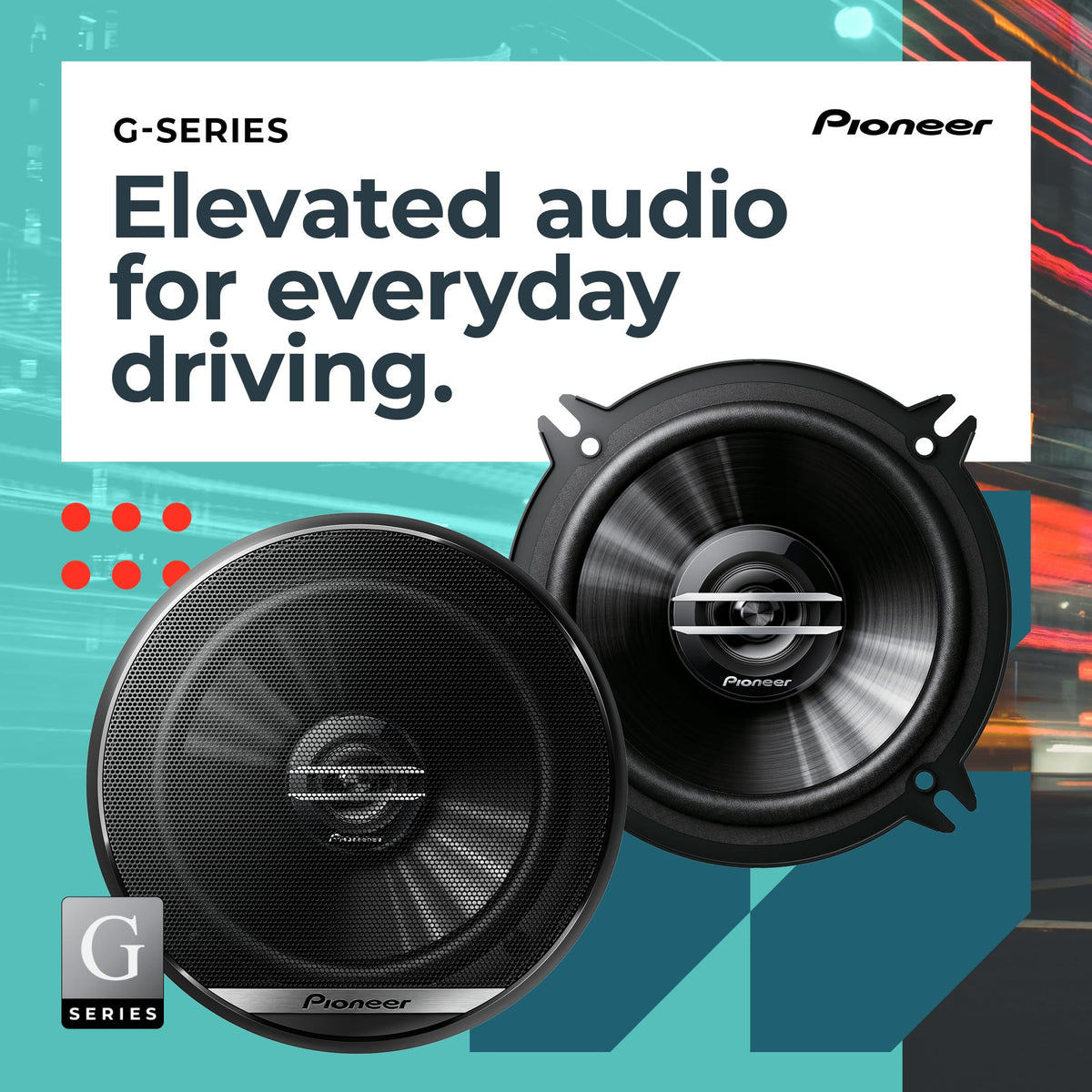 Pioneer G-Series TS-G1620F 6.5" 2-Way Coaxial Car Speakers 300W Max | Great Stock Upgrade, Balanced Sound + Smooth Treble, High-Efficiency Speaker Designed for OEM Power