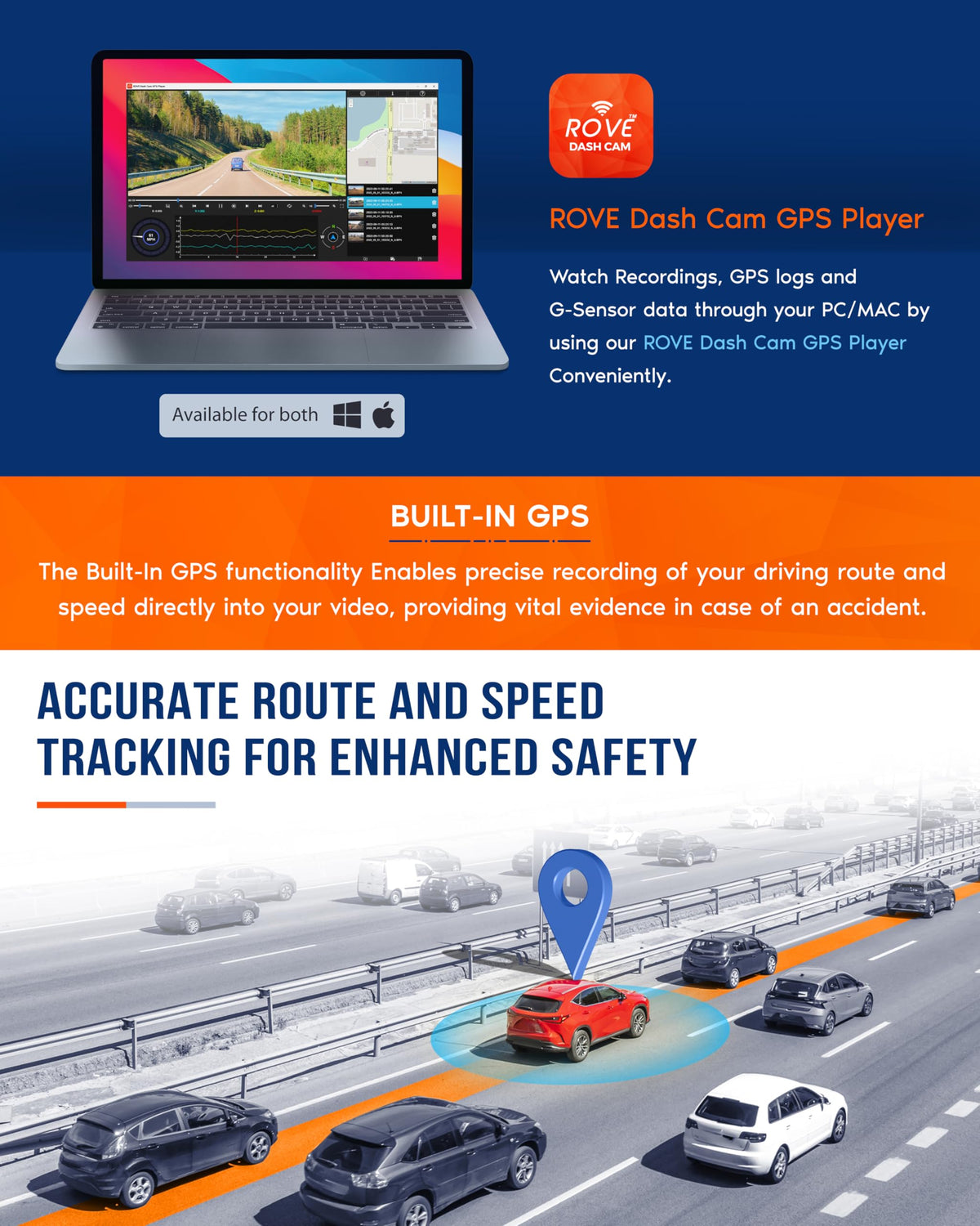ROVE R2-4K Dash Cam, 4K UHD 2160P Car Camera, 8MP Sensor, WiFi 6 and GPS | Super Night Vision, 150° Wide Angle, 2.4in Screen, 24-Hr Parking Mode, Supports 512GB Max, Dash Camera for Cars Trucks