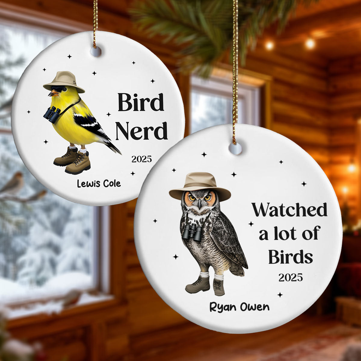 "Watched A Lot Of Birds" Personalized Ceramic Ornament - Custom Bird Watching Gift for Bird Lover