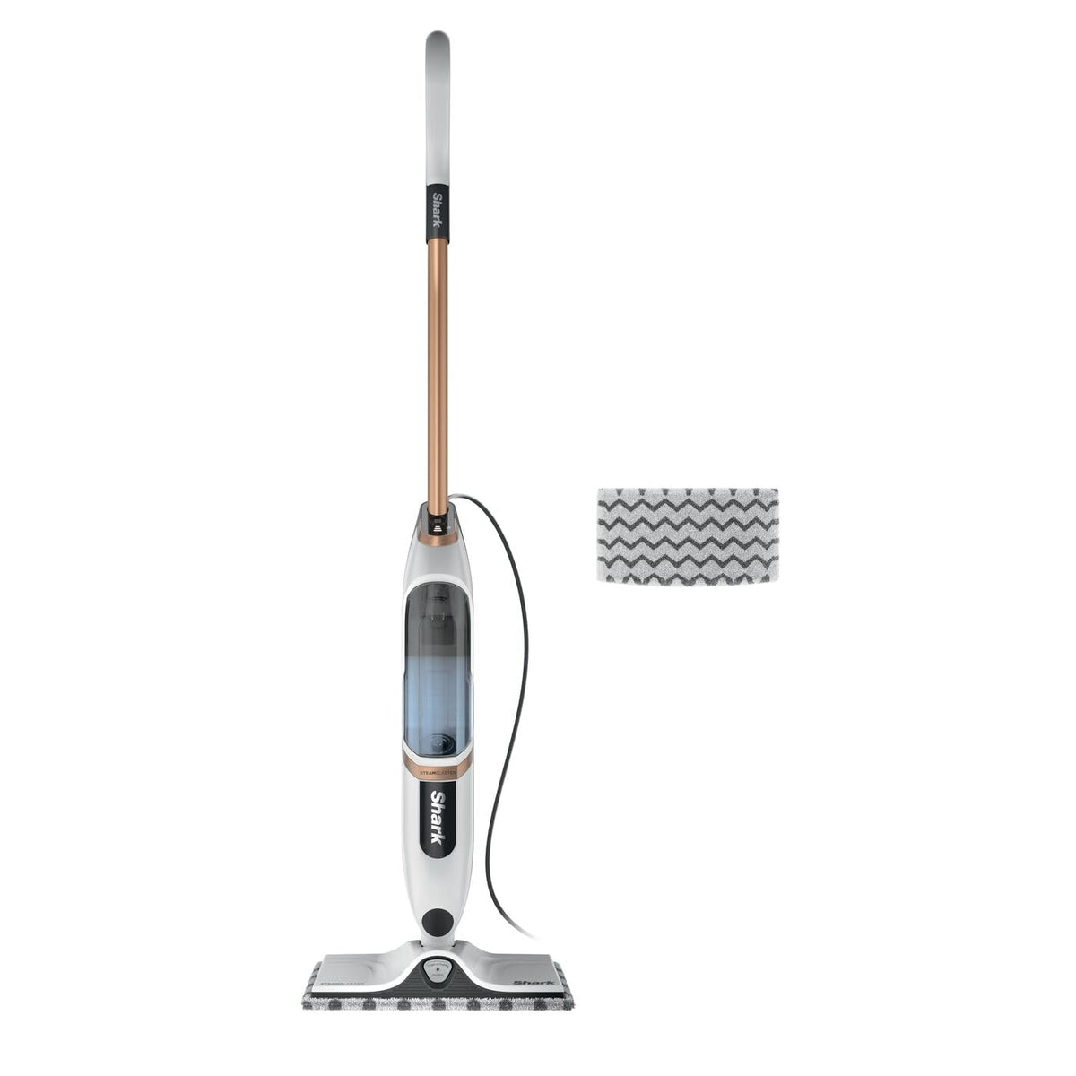 Shark SteamSpot with Steam Blaster Technology White & Poly Copper S2001UK | for Hard Floors, Lightweight Steam Mop, Chemical-Free Cleaning, Removable Water tank, Inc. 2x Machine-Washable Dirt Grip Pads