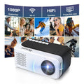 SEXZCUSKT Mini Projector, HD 1080P WiFi Video Projector, Portable Outdoor Projector with Tripod, Gift for Kids, Home Theater Movie Phone Projector Compatible with USB, AV, Smartphone/Tablet/Laptop