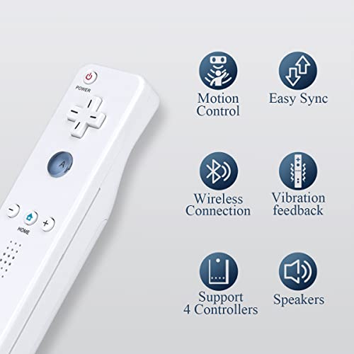 FASIGO Remote Controller with Nunchuck, Compatible with Nintendo Wii/Wii U | 2 Pack, White
