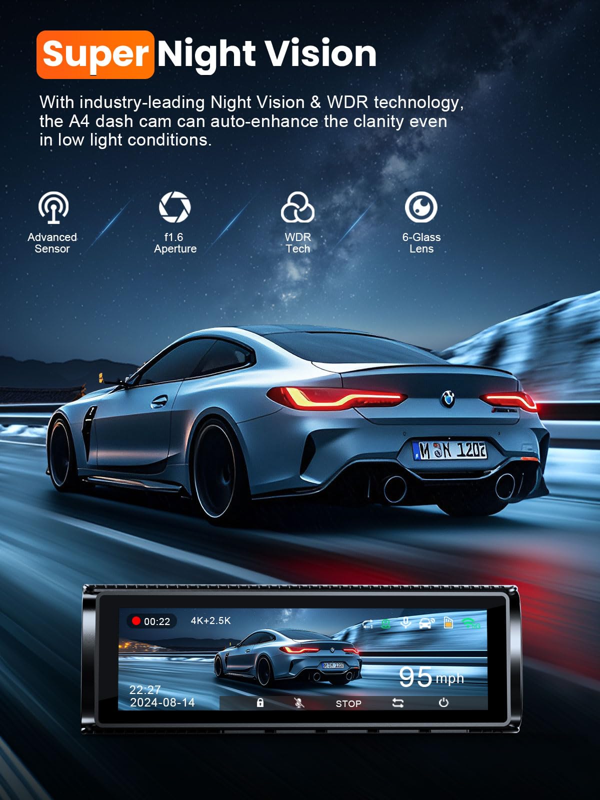 Affver 4K+2.5K Dash Cam Front and Rear, Built-in 5G WiFi 6 GPS Dual Dashcam | 64GB Card Included, 3.59" IPS Screen, APP Control, G-Sensor, Loop Recording, 24H Parking Mode, Night Vision, Car Dash Camera