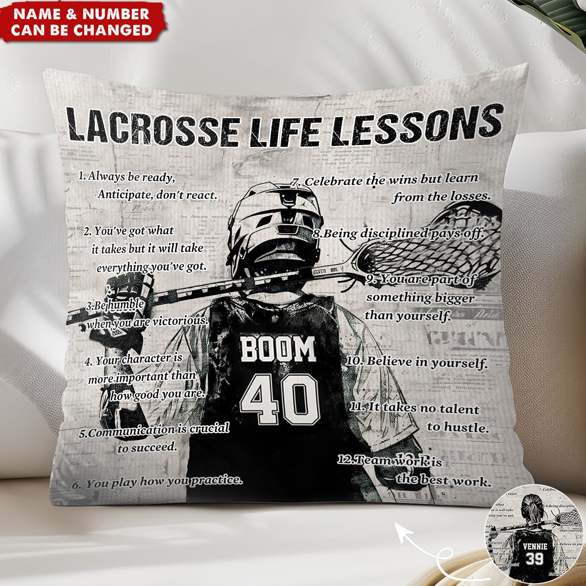 Personalized Lacrosse Life Lessons Pillow - Gift For Lacrosse Lovers