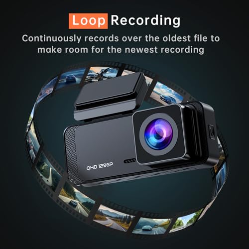 Veement 1296P Dash Cam Front, WiFi Dash Camera for Cars with App | V300 Mini Hidden Design, Night Vision, 170° Lens, Loop Recording, G-Sensor, 256GB Max, Card Not Included, Hardwire Required