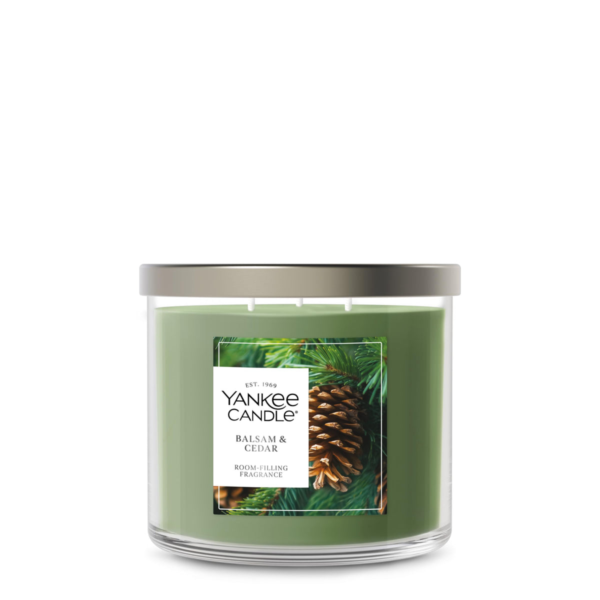 Yankee Candle Balsam & Cedar Scented Candle, 14.5oz 3-Wick | Up to 40 Hour Burn Time, Room Filling Fragrance, Long-Lasting Scent, Premium Plant Wax Blend, Consistent Burn, Giftable
