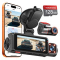 4K+4K+1080P 3 Channel Dash Cam, Free 128GB Card, AProX HD Night Vision | Dash Cam Front and Rear with Cabin, 5.8GHz WiFi6 - up to 20MB/s, App, GPS, G-Sensor, 24H Parking Mode, Support 512GB Max