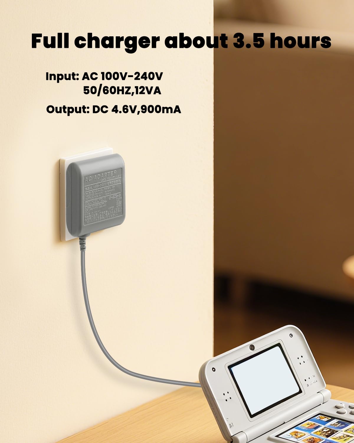 DS Lite Charger Kit Compatible with DS Lite 100-240V Wall Plug Adapter with 4 Stylus Pen for DS Lite
