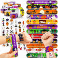 144PCS Halloween Party Favors Decorations, Tattoos & Slap Bracelets | set Trick or Treat Goodie Bag Fillers, Classroom, Carnival Game Prizes Rewards, Pinata Stuffers & Halloween Party Supplies