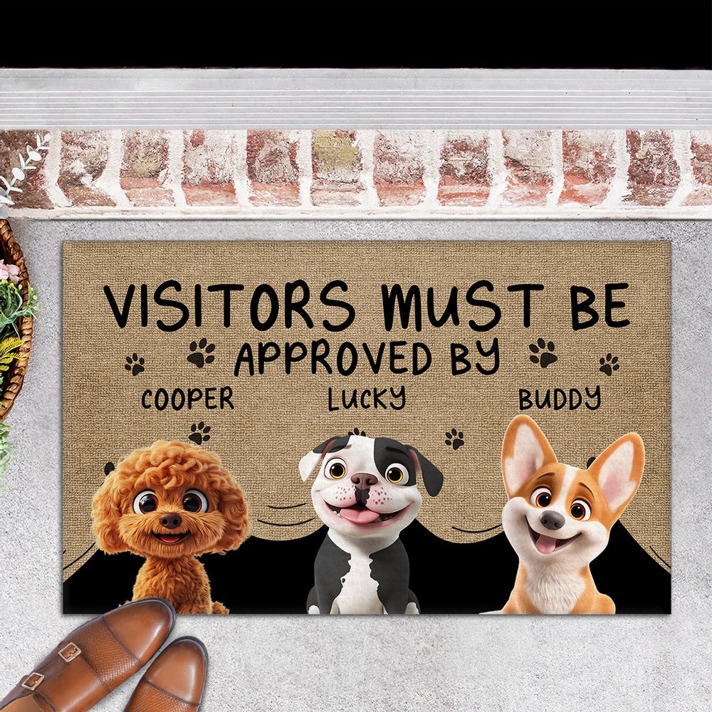 Approved By Dog Cartoon - Personalized Custom Doormat
